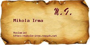 Mikola Irma névjegykártya
